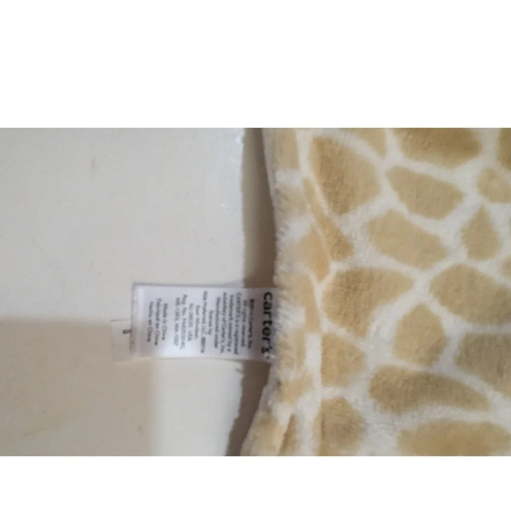 Carters Giraffe Security Blanket Lovey Tan White Animal Print Plush Baby‎
